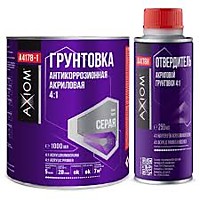 Грунт-наполнитель шлифуемый акриловый 4:1 серый 1л +0,250 AXIOM 6*